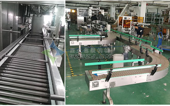 車用機油自動灌裝機配置輸送帶展示